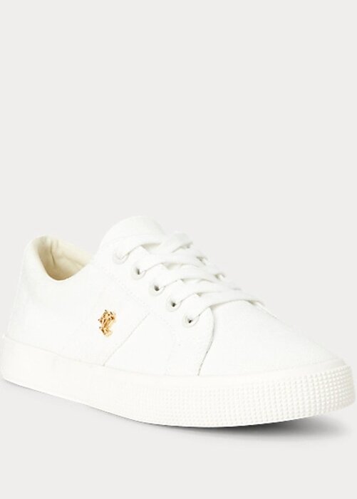 White Women’s Ralph Lauren Janson II Canvas Sneakers White Women’s Ralph Lauren Janson II Canvas Sneakers