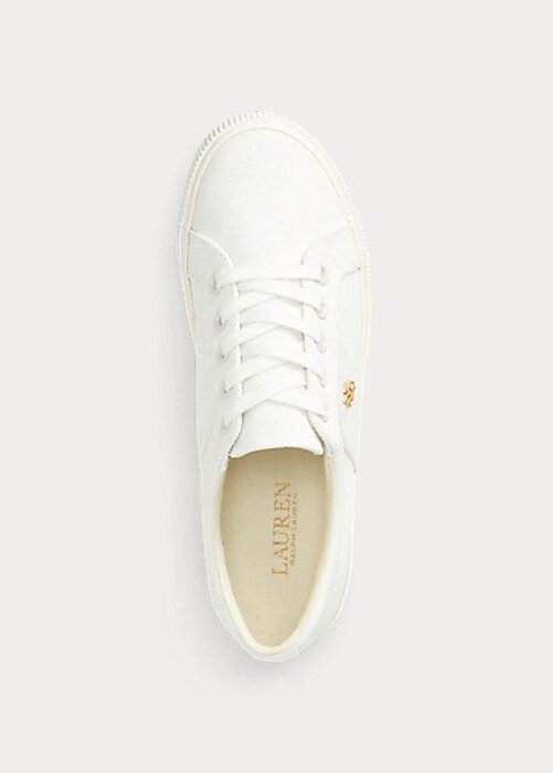 White Women’s Ralph Lauren Janson II Canvas Sneakers White Women’s Ralph Lauren Janson II Canvas Sneakers