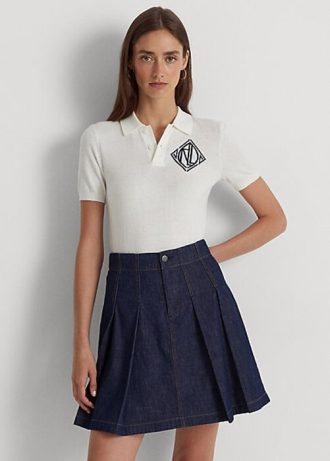 White Women’s Ralph Lauren Jersey Polo Shirts