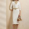 White Women’s Ralph Lauren Knowles Silk Shantung Day Dress
