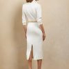 White Women’s Ralph Lauren Knowles Silk Shantung Day Dress