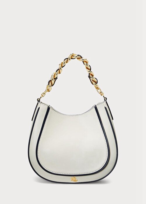 White Women’s Ralph Lauren Leather Small Charli Shoulder Bags White Women’s Ralph Lauren Leather Small Charli Shoulder Bags