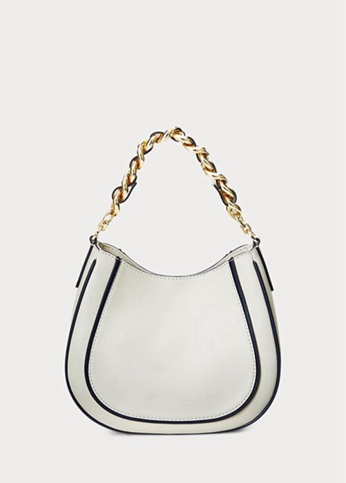 White Women’s Ralph Lauren Leather Small Charli Shoulder Bags White Women’s Ralph Lauren Leather Small Charli Shoulder Bags