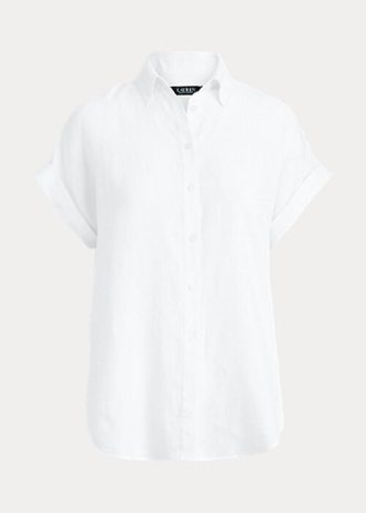White Women’s Ralph Lauren Linen Dolman-Sleeve Shirts White Women’s Ralph Lauren Linen Dolman-Sleeve Shirts