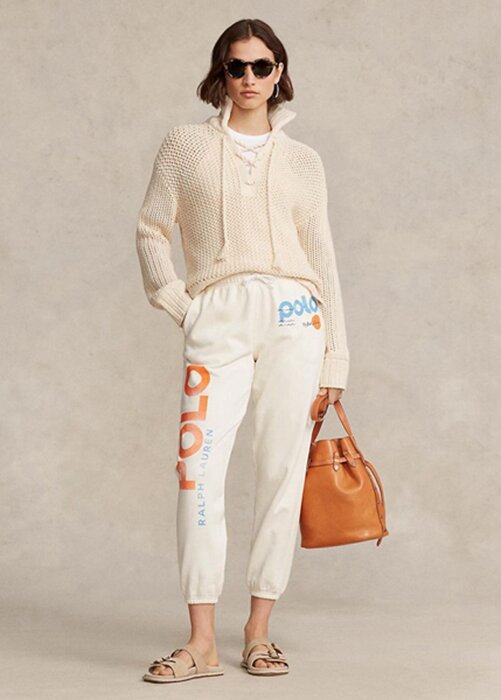 White Women’s Ralph Lauren Logo & Wave Graphic Tracksuit Pants White Women’s Ralph Lauren Logo & Wave Graphic Tracksuit Pants