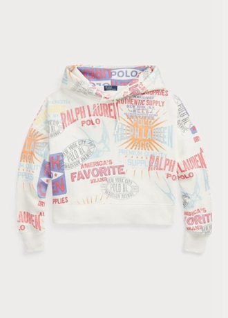 White Women’s Ralph Lauren Logo Graphic Oversize Fleece  Hoodie