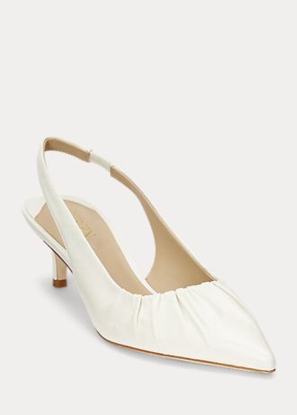 White Women’s Ralph Lauren Lolah Nappa Leather Slingback Heels