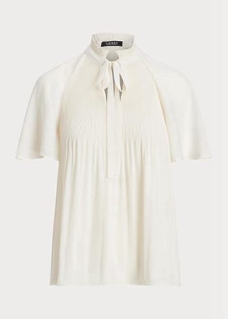 White Women’s Ralph Lauren Pleated Georgette   Tops
