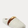 White Women’s Ralph Lauren Polo ID Shearling Flat Shoes