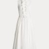 White Women’s Ralph Lauren Roald Pleated Linen Sleeveless Day Dress