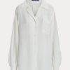 White Women’s Ralph Lauren Roslin Linen Voile Shirts White Women’s Ralph Lauren Roslin Linen Voile Shirts