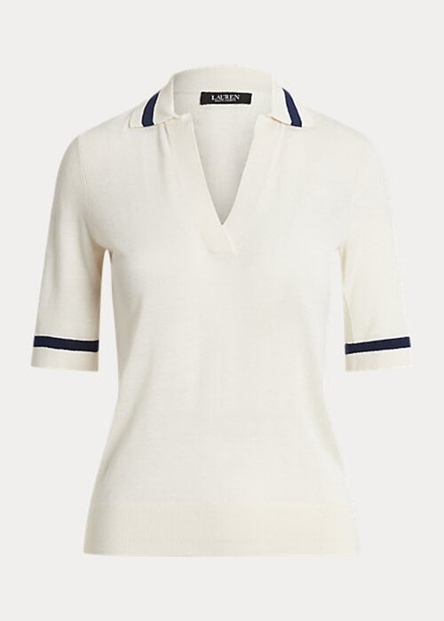 White Women’s Ralph Lauren Silk-Blend Short-Sleeve Sweaters White Women’s Ralph Lauren Silk-Blend Short-Sleeve Sweaters
