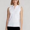 White Women’s Ralph Lauren Sleeveless Quarter-Zip Polo Shirts