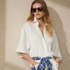 White Women’s Ralph Lauren Soloman Linen Blouse Shirts