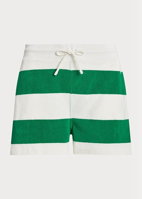 White Women’s Ralph Lauren Striped Drawstring Athletic Shorts White Women’s Ralph Lauren Striped Drawstring Athletic Shorts