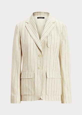 White Women’s Ralph Lauren Striped Linen-blend Twill  Blazers