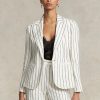 White Women’s Ralph Lauren Striped Linen Jacquard  Blazers