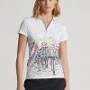White Women’s Ralph Lauren Tailored Fit French Quarter-Motif Polo Shirts White Women’s Ralph Lauren Tailored Fit French Quarter-Motif Polo Shirts