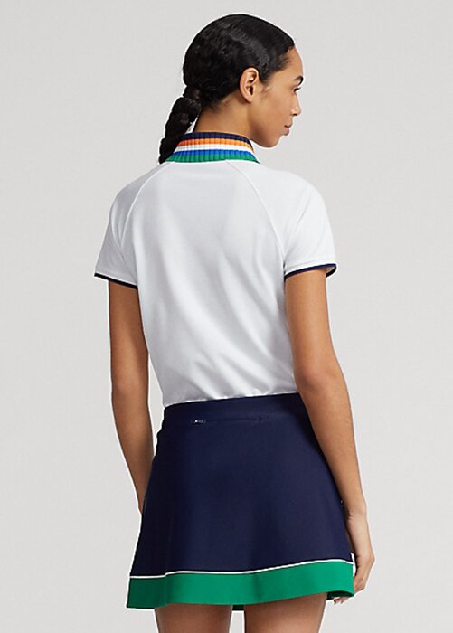 White Women’s Ralph Lauren Tailored Fit Quarter-Zip Polo Shirts White Women’s Ralph Lauren Tailored Fit Quarter-Zip Polo Shirts