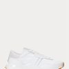 White Women’s Ralph Lauren Train 89 Leather & Oxford Sneakers