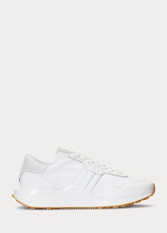 White Women’s Ralph Lauren Train 89 Leather & Oxford Sneakers