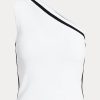 White Women’s Ralph Lauren Two-Tone One-Shoulder Cropped Sweaters