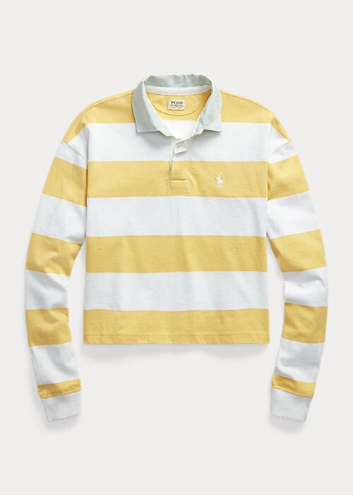 Yellow / White Women’s Ralph Lauren Striped Cropped Jersey Rugby Polo Shirts Yellow / White Women’s Ralph Lauren Striped Cropped Jersey Rugby Polo Shirts