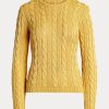 Yellow Women’s Ralph Lauren Cable-Knit Silk Crewneck Sweaters Yellow Women’s Ralph Lauren Cable-Knit Silk Crewneck Sweaters