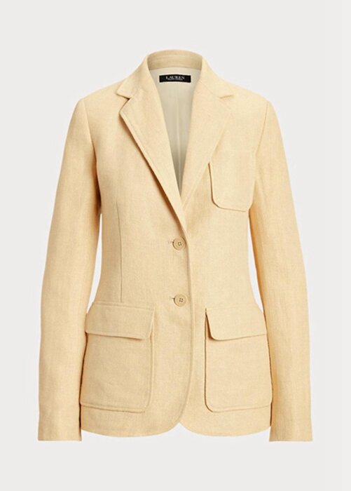 Yellow Women’s Ralph Lauren Herringbone Linen Blazers Yellow Women’s Ralph Lauren Herringbone Linen Blazers